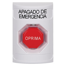 SS2305PO-ES STI White No Cover Momentary (Illuminated) Stopper Station with EMERGENCY POWER OFF Label Spanish