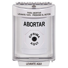 SS2330AB-ES STI White Indoor/Outdoor Flush Key-to-Reset Stopper Station with ABORT Label Spanish