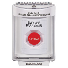 SS2331PX-ES STI White Indoor/Outdoor Flush Turn-to-Reset Stopper Station with PUSH TO EXIT Label Spanish