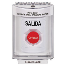 SS2331XT-ES STI White Indoor/Outdoor Flush Turn-to-Reset Stopper Station with EXIT Label Spanish
