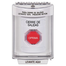 SS2332LD-ES STI White Indoor/Outdoor Flush Key-to-Reset (Illuminated) Stopper Station with LOCKDOWN Label Spanish