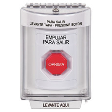 SS2332PX-ES STI White Indoor/Outdoor Flush Key-to-Reset (Illuminated) Stopper Station with PUSH TO EXIT Label Spanish