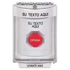 SS2332ZA-ES STI White Indoor/Outdoor Flush Key-to-Reset (Illuminated) Stopper Station with Non-Returnable Custom Text Label Spanish