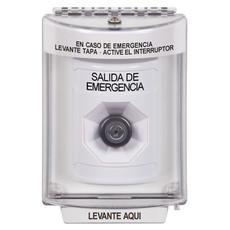 SS2333EX-ES STI White Indoor/Outdoor Flush Key-to-Activate Stopper Station with EMERGENCY EXIT Label Spanish