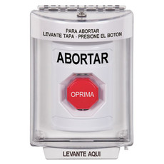 SS2335AB-ES STI White Indoor/Outdoor Flush Momentary (Illuminated) Stopper Station with ABORT Label Spanish
