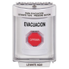 SS2335EV-ES STI White Indoor/Outdoor Flush Momentary (Illuminated) Stopper Station with EVACUATION Label Spanish