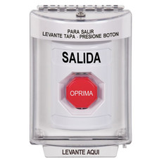 SS2335XT-ES STI White Indoor/Outdoor Flush Momentary (Illuminated) Stopper Station with EXIT Label Spanish