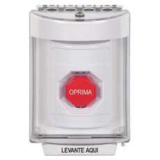 SS2338NT-ES STI White Indoor/Outdoor Flush Pneumatic (Illuminated) Stopper Station with No Text Label Spanish