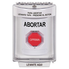 SS2339AB-ES STI White Indoor/Outdoor Flush Turn-to-Reset (Illuminated) Stopper Station with ABORT Label Spanish