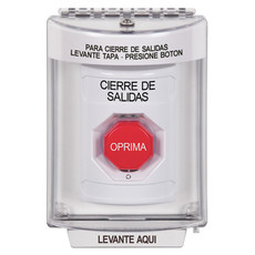 SS2339LD-ES STI White Indoor/Outdoor Flush Turn-to-Reset (Illuminated) Stopper Station with LOCKDOWN Label Spanish