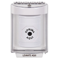 SS2340NT-ES STI White Indoor/Outdoor Flush w/ Horn Key-to-Reset Stopper Station with No Text Label Spanish