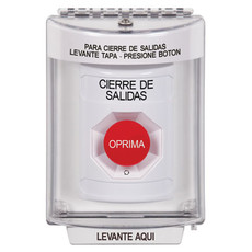 SS2341LD-ES STI White Indoor/Outdoor Flush w/ Horn Turn-to-Reset Stopper Station with LOCKDOWN Label Spanish