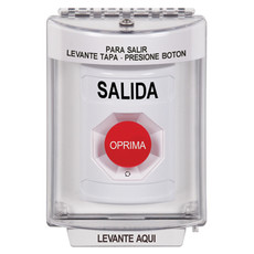 SS2341XT-ES STI White Indoor/Outdoor Flush w/ Horn Turn-to-Reset Stopper Station with EXIT Label Spanish