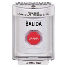 SS2342XT-ES STI White Indoor/Outdoor Flush w/ Horn Key-to-Reset (Illuminated) Stopper Station with EXIT Label Spanish