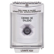 SS2343LD-ES STI White Indoor/Outdoor Flush w/ Horn Key-to-Activate Stopper Station with LOCKDOWN Label Spanish