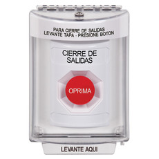 SS2344LD-ES STI White Indoor/Outdoor Flush w/ Horn Momentary Stopper Station with LOCKDOWN Label Spanish