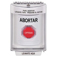 SS2345AB-ES STI White Indoor/Outdoor Flush w/ Horn Momentary (Illuminated) Stopper Station with ABORT Label Spanish