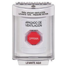 SS2345HV-ES STI White Indoor/Outdoor Flush w/ Horn Momentary (Illuminated) Stopper Station with HVAC SHUT DOWN Label Spanish