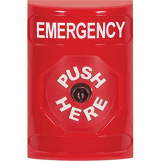 SS2000EM-EN STI Red No Cover Key-to-Reset Stopper Station with EMERGENCY Label English