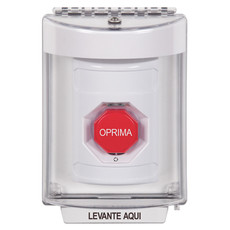 SS2349NT-ES STI White Indoor/Outdoor Flush w/ Horn Turn-to-Reset (Illuminated) Stopper Station with No Text Label Spanish