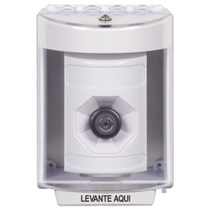 SS2373NT-ES STI White Indoor/Outdoor Surface Key-to-Activate Stopper Station with No Text Label Spanish