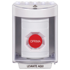 SS2384NT-ES STI White Indoor/Outdoor Surface w/ Horn Momentary Stopper Station with No Text Label Spanish