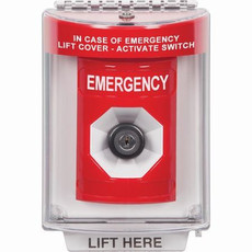 SS2033EM-EN STI Red Indoor/Outdoor Flush Key-to-Activate Stopper Station with EMERGENCY Label English