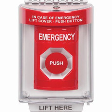 SS2034EM-EN STI Red Indoor/Outdoor Flush Momentary Stopper Station with EMERGENCY Label English