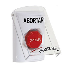 SS23A9AB-ES STI White Indoor Only Flush or Surface w/ Horn Turn-to-Reset (Illuminated) Stopper Station with ABORT Label Spanish