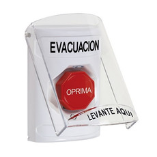 SS23A9EV-ES STI White Indoor Only Flush or Surface w/ Horn Turn-to-Reset (Illuminated) Stopper Station with EVACUATION Label Spanish