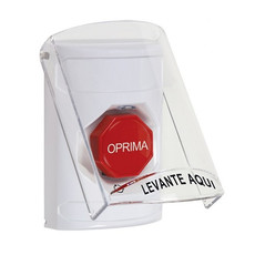 SS23A9NT-ES STI White Indoor Only Flush or Surface w/ Horn Turn-to-Reset (Illuminated) Stopper Station with No Text Label Spanish