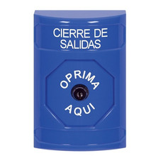 SS2400LD-ES STI Blue No Cover Key-to-Reset Stopper Station with LOCKDOWN Label Spanish