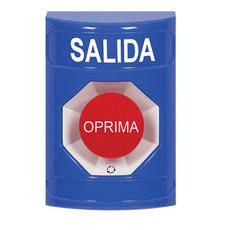 SS2401XT-ES STI Blue No Cover Turn-to-Reset Stopper Station with EXIT Label Spanish