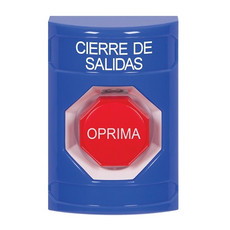 SS2402LD-ES STI Blue No Cover Key-to-Reset (Illuminated) Stopper Station with LOCKDOWN Label Spanish