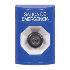 SS2403EX-ES STI Blue No Cover Key-to-Activate Stopper Station with EMERGENCY EXIT Label Spanish