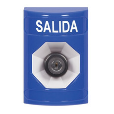 SS2403XT-ES STI Blue No Cover Key-to-Activate Stopper Station with EXIT Label Spanish