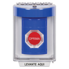 SS2431NT-ES STI Blue Indoor/Outdoor Flush Turn-to-Reset Stopper Station with No Text Label Spanish