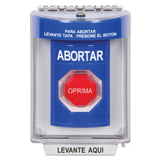 SS2432AB-ES STI Blue Indoor/Outdoor Flush Key-to-Reset (Illuminated) Stopper Station with ABORT Label Spanish