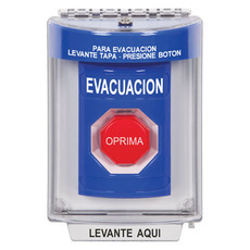 SS2432EV-ES STI Blue Indoor/Outdoor Flush Key-to-Reset (Illuminated) Stopper Station with EVACUATION Label Spanish