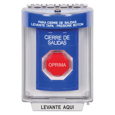 SS2432LD-ES STI Blue Indoor/Outdoor Flush Key-to-Reset (Illuminated) Stopper Station with LOCKDOWN Label Spanish
