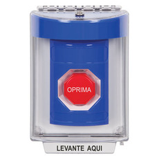 SS2432NT-ES STI Blue Indoor/Outdoor Flush Key-to-Reset (Illuminated) Stopper Station with No Text Label Spanish