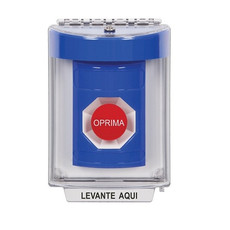 SS2434NT-ES STI Blue Indoor/Outdoor Flush Momentary Stopper Station with No Text Label Spanish