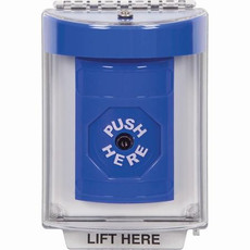SS2440NT-ES STI Blue Indoor/Outdoor Flush w/ Horn Key-to-Reset Stopper Station with No Text Label Spanish