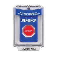 SS2442EM-ES STI Blue Indoor/Outdoor Flush w/ Horn Key-to-Reset (Illuminated) Stopper Station with EMERGENCY Label Spanish