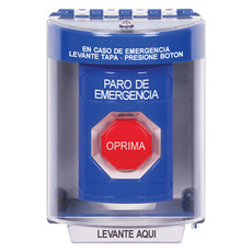 SS2475ES-ES STI Blue Indoor/Outdoor Surface Momentary (Illuminated) Stopper Station with EMERGENCY STOP Label Spanish