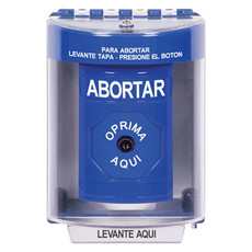 SS2480AB-ES STI Blue Indoor/Outdoor Surface w/ Horn Key-to-Reset Stopper Station with ABORT Label Spanish