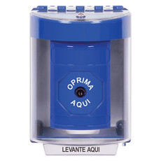 SS2480NT-ES STI Blue Indoor/Outdoor Surface w/ Horn Key-to-Reset Stopper Station with No Text Label Spanish