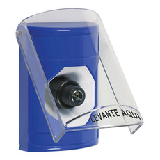 SS24A3NT-ES STI Blue Indoor Only Flush or Surface w/ Horn Key-to-Activate Stopper Station with No Text Label Spanish
