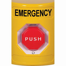 SS2209EM-EN STI Yellow No Cover Turn-to-Reset (Illuminated) Stopper Station with EMERGENCY Label English