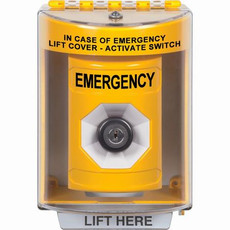 SS2273EM-EN STI Yellow Indoor/Outdoor Surface Key-to-Activate Stopper Station with EMERGENCY Label English